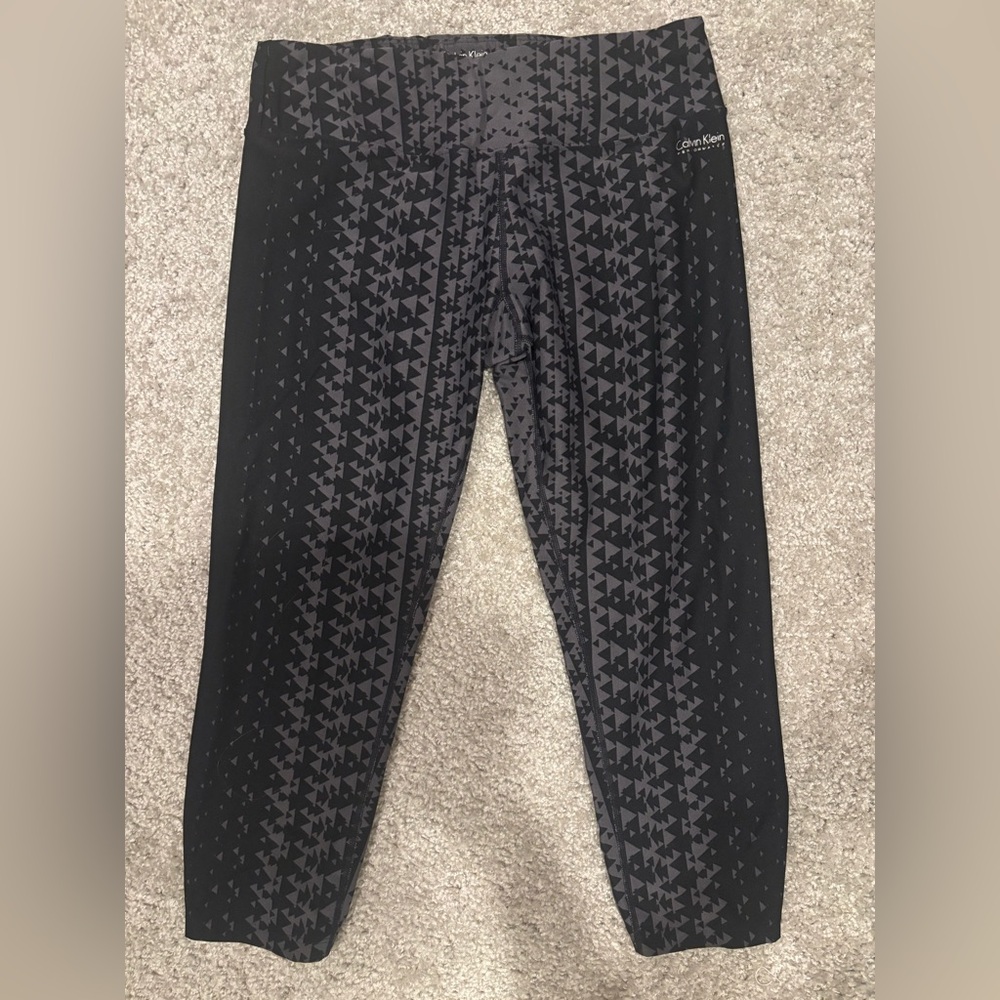 Calvin Klein Black and Gray Capri Yoga Pants